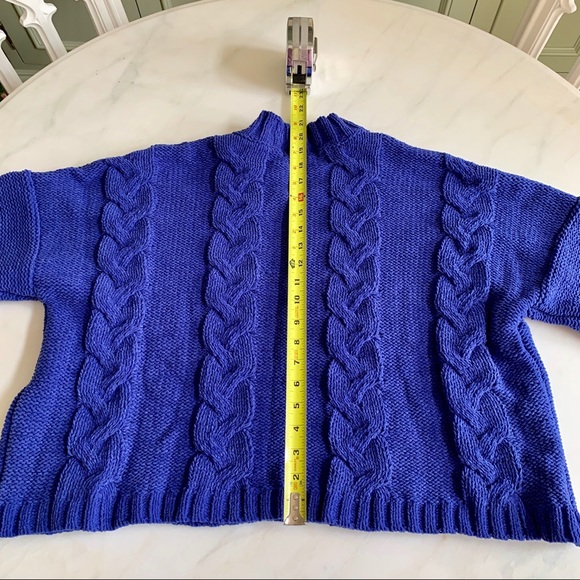 *SOLD* NWOT Cotton Emporium Cable Mock Sweater Blue Sz L - Picture 5 of 7